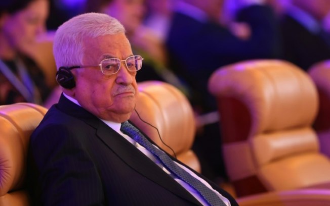 O presidente da Autoridade Palestina, Mahmud Abbas, durante a reunião em Riad