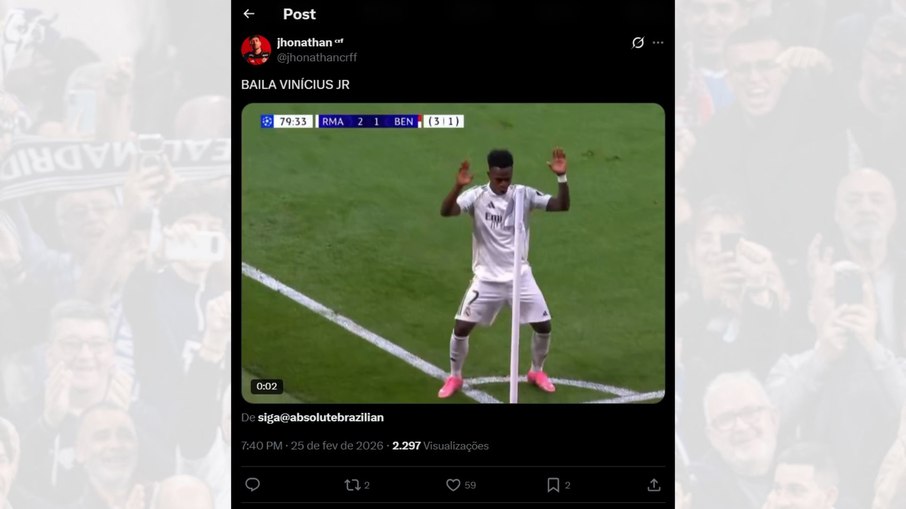 Brasileiros debocham do Benfica em apoio a Vini Jr