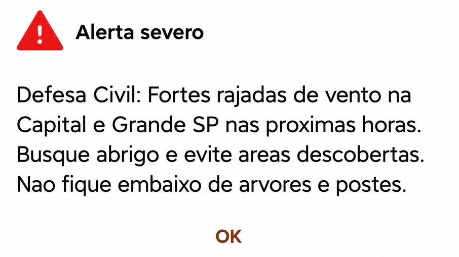 Alerta da Defesa Civil na quarta-feira (29) 