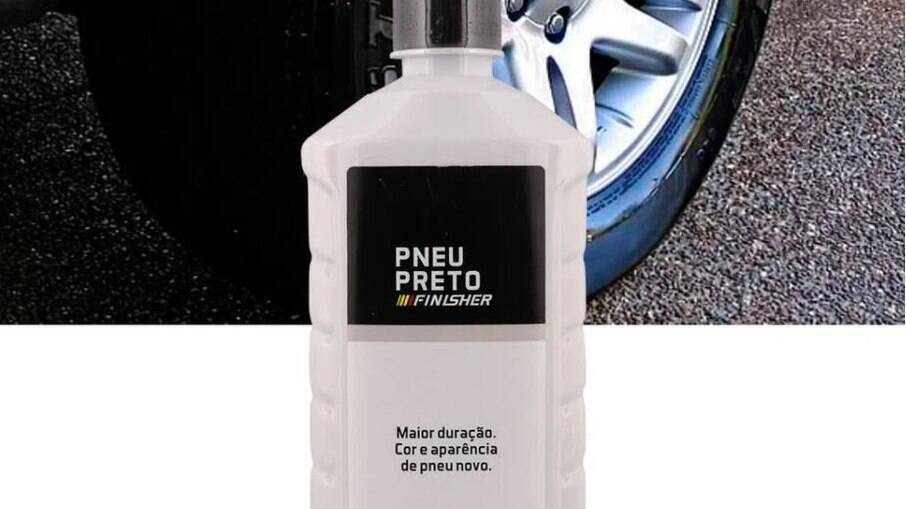 O Pneu Preto Finisher oferece um brilho mais acetinado e tem bom poder de repelência contra água ou poeira