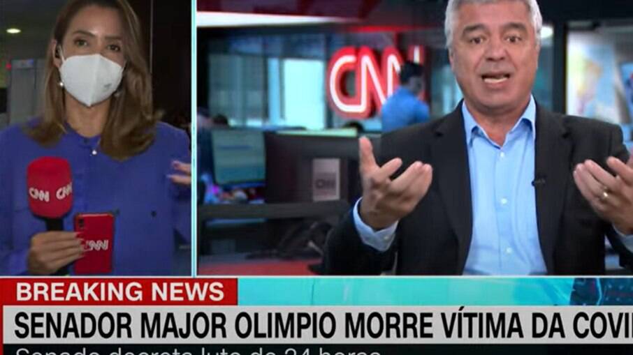 Repórter se emocionou ao entrar em link ao vivo para falar sobre a morte do senador Major Olímpio