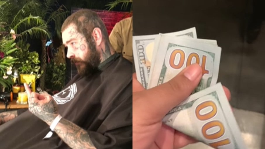 Post Malone dá gorjeta gorda a barbeiro