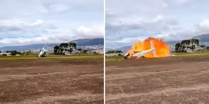 VÍDEO: avião cai, explode após decolagem e mata dois na Venezuela