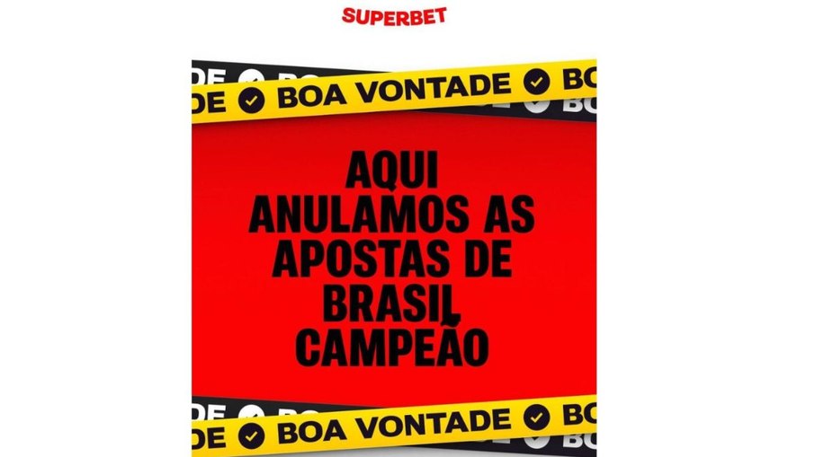 A Superbet está anulando as apostas que indicam o Brasil campeão da Copa do Mundo 2026