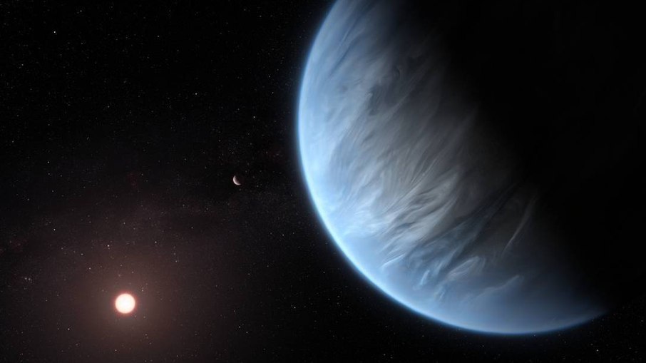 Atualmente, o K2-18b é o único exoplaneta super-terrestre conhecido por hospedar água e temperaturas que podem sustentar a vida Atualmente, o K2-18b é o único exoplaneta super-terrestre conhecido por hospedar água e temperaturas que podem sustentar a vida
