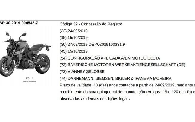 Moto inédita da BMW é revelada em registro de patente no Brasil