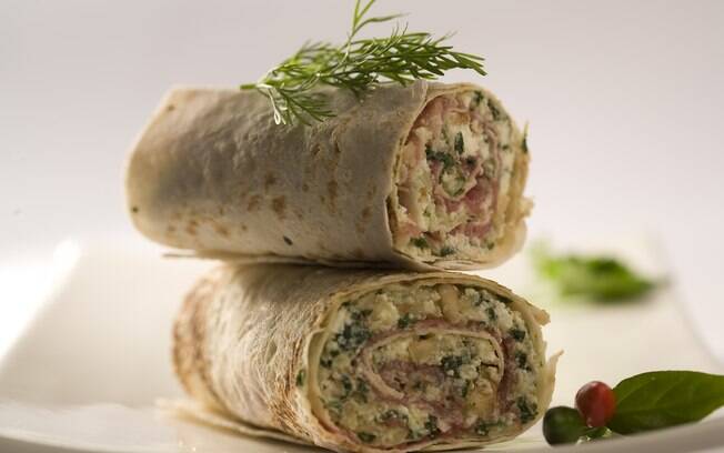 Foto da receita Wrap com pesto, ricota e carpaccio pronta.