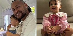 Neymar e Nadine parabenizam Helena, que completa um ano