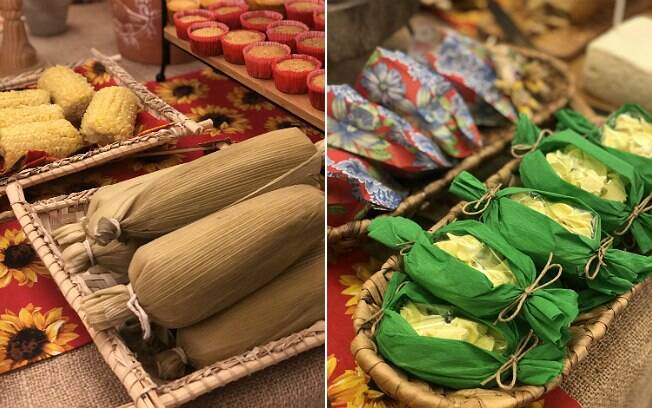 As próprias comidas típicas de festa junina já dão um ar de arraial na decoração