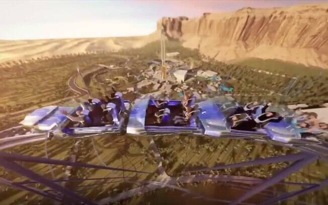 A montanha-russa Falcon's Flight será uma das atrações do Six Flags Qiddiya, o primeiro parque temático saudita