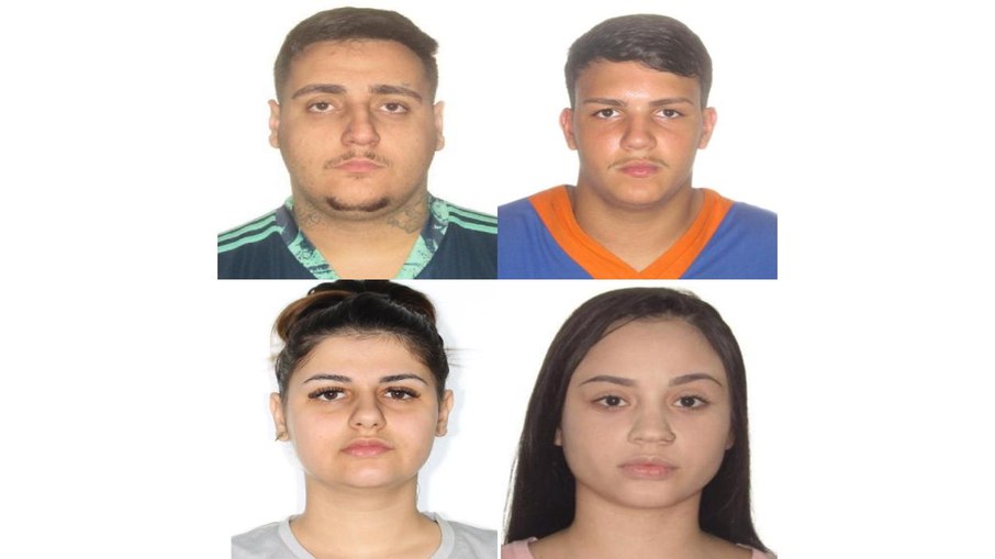 No alto, à esq.: Igor, o empresário morto. Ao lado, Mario, melhor amigo e assassino. Embaixo, à esquerda: Marcelly, mulher de Mario e irmã de Igor. Ao lado, à direita: Rafaela, mulher de Igor