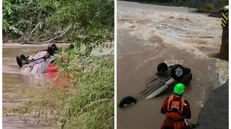 Veículo arrastado pela correnteza em Candelária, causando a morte de uma mulher. À direita, veículo do jovem de 22 anos que morreu em Caxias do Sul Veículo arrastado pela correnteza em Candelária, causando a morte de uma mulher. À direita, veículo do jovem de 22 anos que morreu em Caxias do Sul
