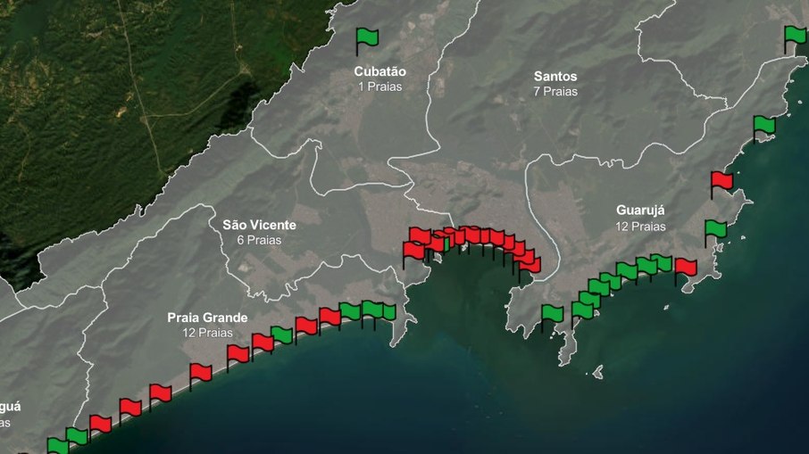 Mapa de praias impróprias