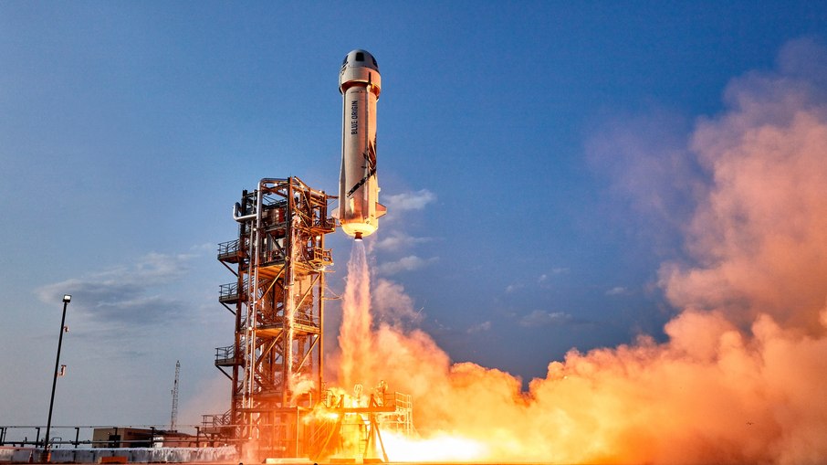 Lançamento do foguete New Shepard, da Blue Origin