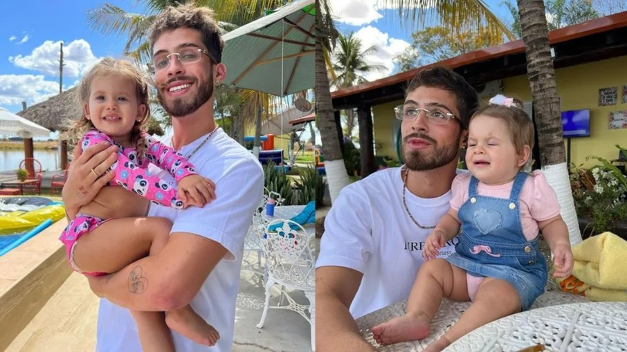 João Guilherme ao lado de Maria Flor e Maria Alice 