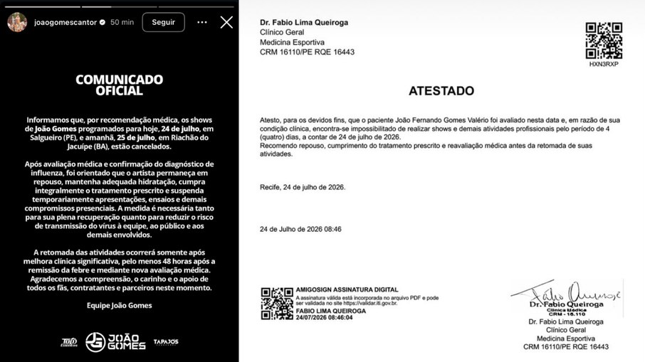 João Gomes anuncia cancelamento de shows