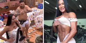 BBB 25: Arleane chama o marido para apalpar o bumbum de Gracyanne, que rejeita proposta