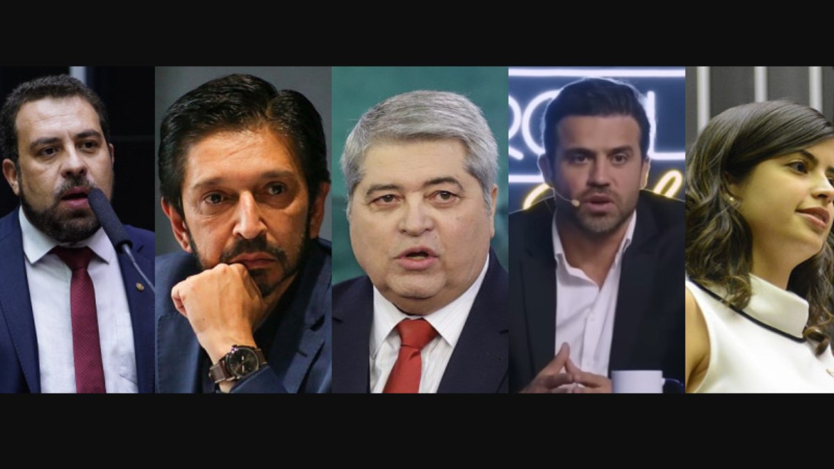 Guilherme Boulos (PSOL), Ricardo Nunes (MDB), José Luiz Datena (PSDB), Pablo Marçal (PRTB) e Tabata Amaral (PSB) disputam a Prefeitura de São Paulo