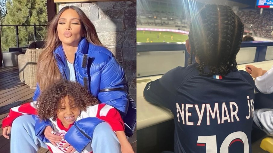 Saint, filho de Kim Kardashian, tietou Neymar em jogo