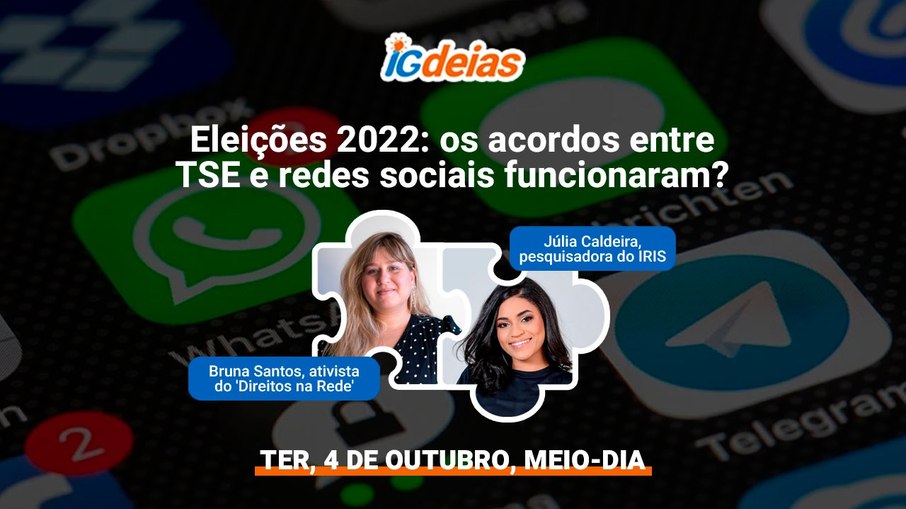 Live desta terça-feira terá Bruna Santos e Júlia Caldeira como convidadas