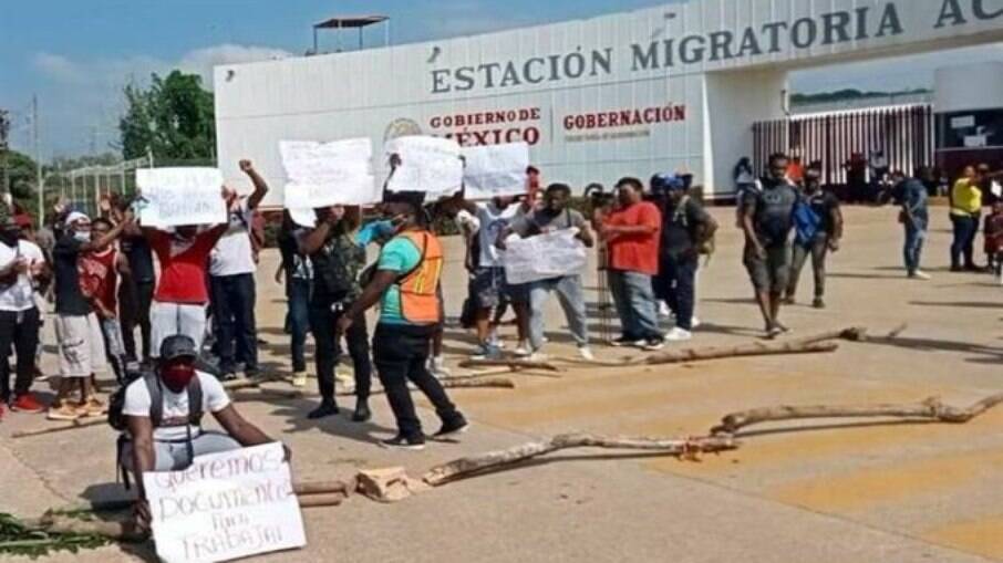 Imagem ilustrativa de um protesto de migrantes no México