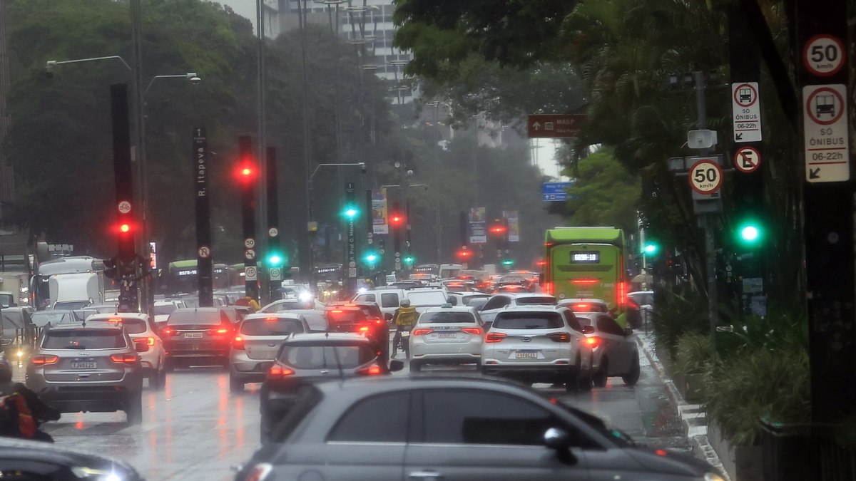 Chuva no trânsito de São Paulo