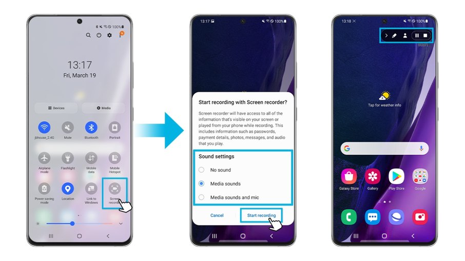 Passo a passo para iniciar a gravação Passo a passo para iniciar a gravação