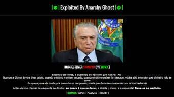 Site oficial de Michel Temer é alvo da ação de hackers; veja aqui como ficou