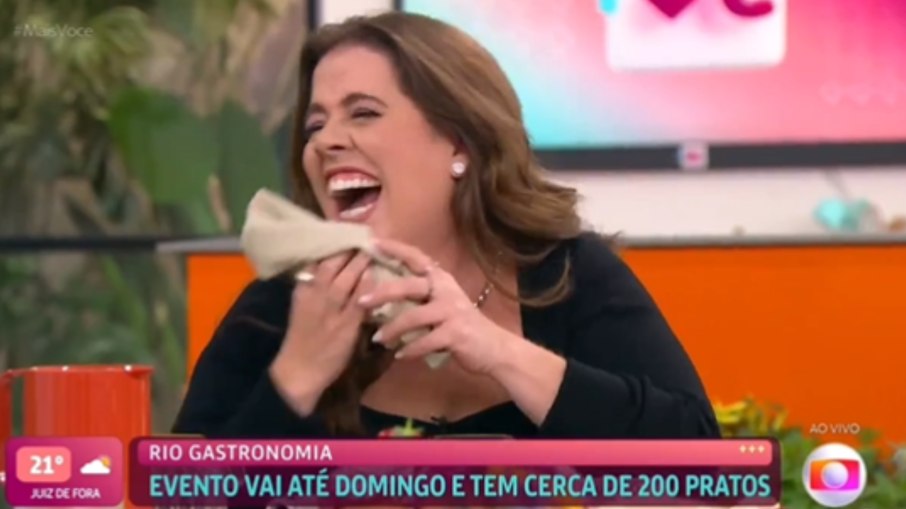 Tati Machado tem crise de riso no Mais Você por iguaria chamada 