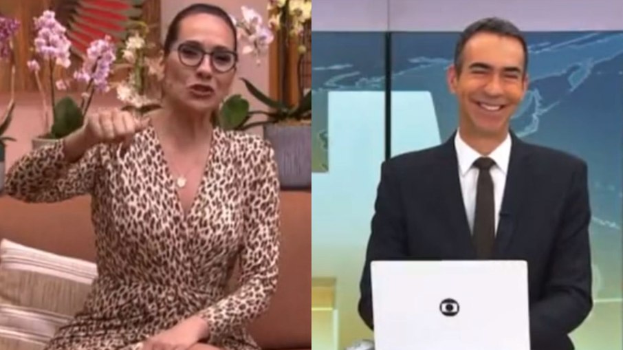 Maria Beltrão brincou com Cesar Tralli ao vivo na Globo