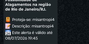 Misantropia: Defesa Civil envia alerta a celulares de 4 estados