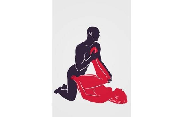 Nesta posição, a mulher fica com os pés apoiados no peito do parceiro e o ângulo faz com que ele vá mais fundo