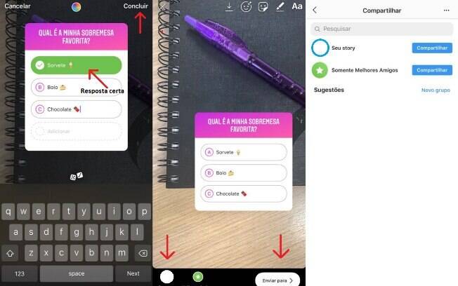 Depois de selecionar a resposta correta, é só compartilhar o teste na sua história do Instagram ou enviar para os amigos