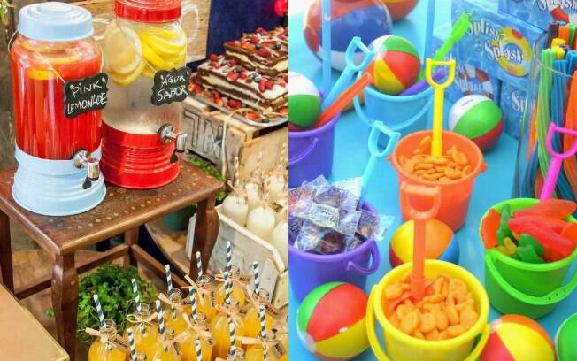 O cardápio da pool party infantil deve incluir alimentos naturais e saudáveis, assim como bebidas refrescantes