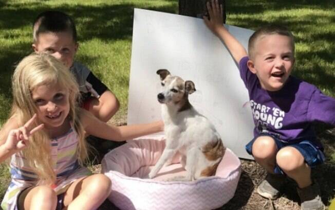 Crianças fazem festa de 'adeus' para cadela em estado terminal  