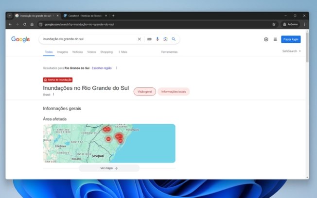 Google mostra locais de inundação no Rio Grande do Sul com ajuda de IA