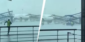 VÍDEO: escada atinge três aviões em aeroporto da Índia