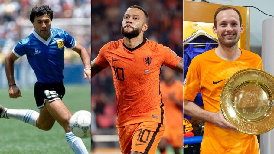 Julio Olarticoechea (esquerda), Memphis Depay (centro) e Daley Blind (direita0
