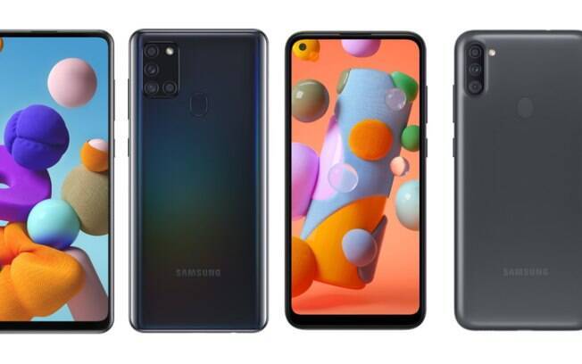 Novos Samsung Galaxy A21s e A11, respectivamente