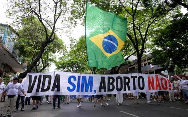 Uma marcha antiaborto convocada em Belo Horizonte, em 8 de outubro de 2023