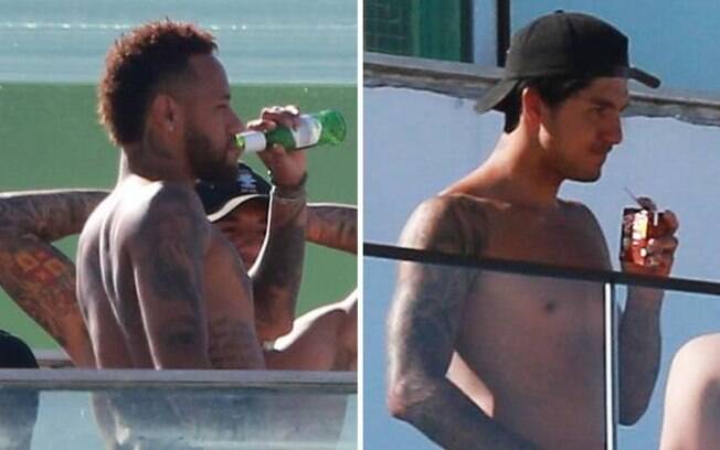 Neymar e Gabriel Medina foram vistos em festa na piscina em cobertura no Rio de Janeiro