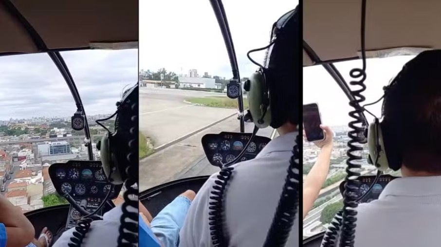 Vídeo do interior do helicóptero