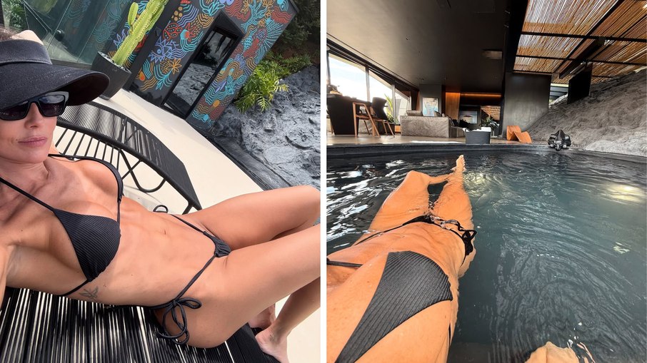 Deborah Secco curte férias em spa de luxo com clique de biquíni Deborah Secco curte férias em spa de luxo com clique de biquíni