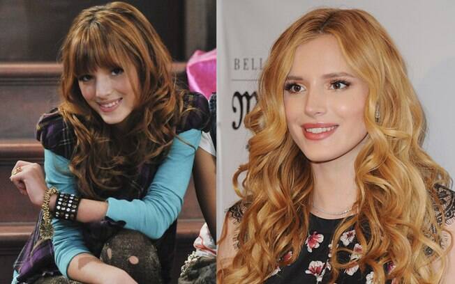 Bella Thorne em série da Disney (à esquerda) e a atriz atualmente (à direita)