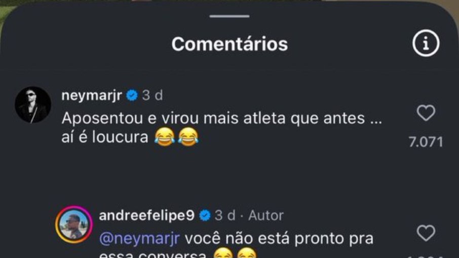 André Balada e Neymar trocam interações no Instagram André Balada e Neymar trocam interações no Instagram