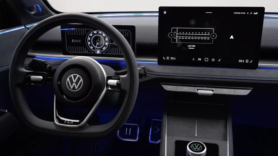 Volkswagen faz homenagem aos modelos do passado nas telas do ID.2all, nesse caso, lembrando o Fusca