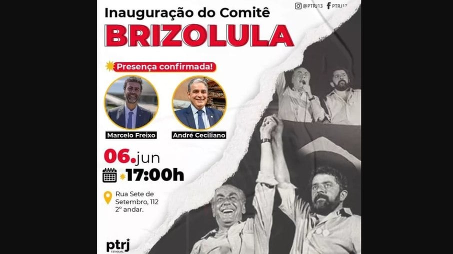 Convite do PT-RJ para a inauguração do comitê Brizolula 