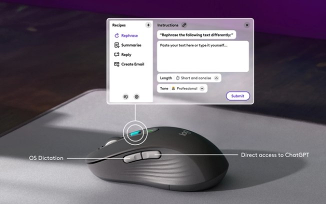 Logitech anuncia mouse com botão de IA e programa integrado ao ChatGPT