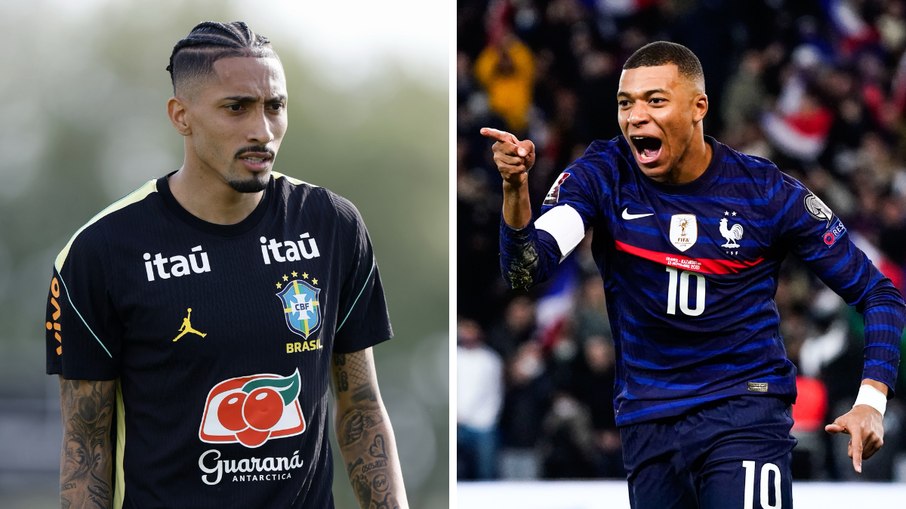 Raphinha e Mbappé se enfrentam no amistosos entre Brasil x França