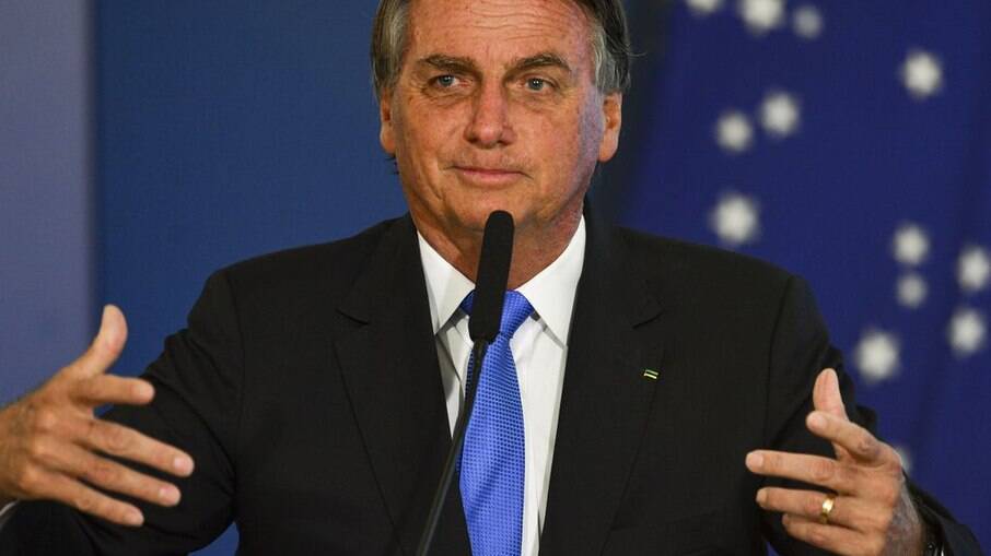 O presidente Jair Bolsonaro durante o lançamento do Canal Educação e do Canal Libras, no Palácio do Planalto